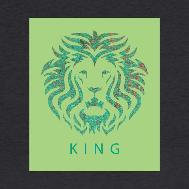 'KING' Lion Head - Green by sleepingdogprod